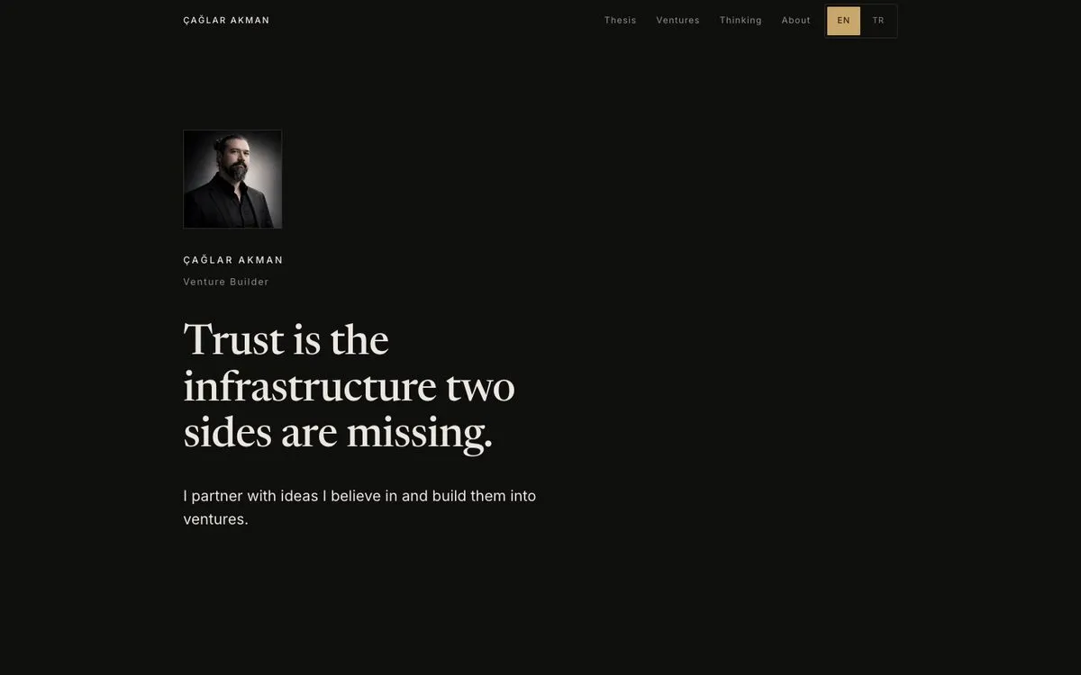 Çağlar Akman web sitesi ana sayfası
