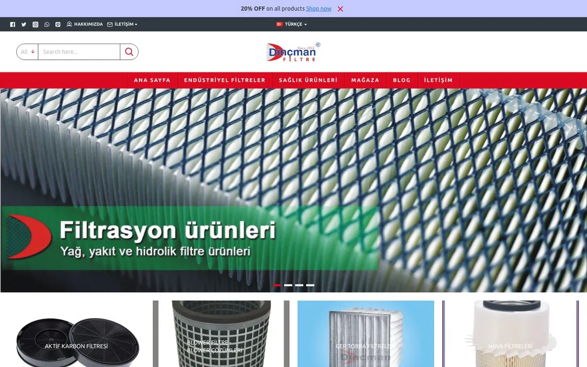 Dinçman web sitesi ana sayfası