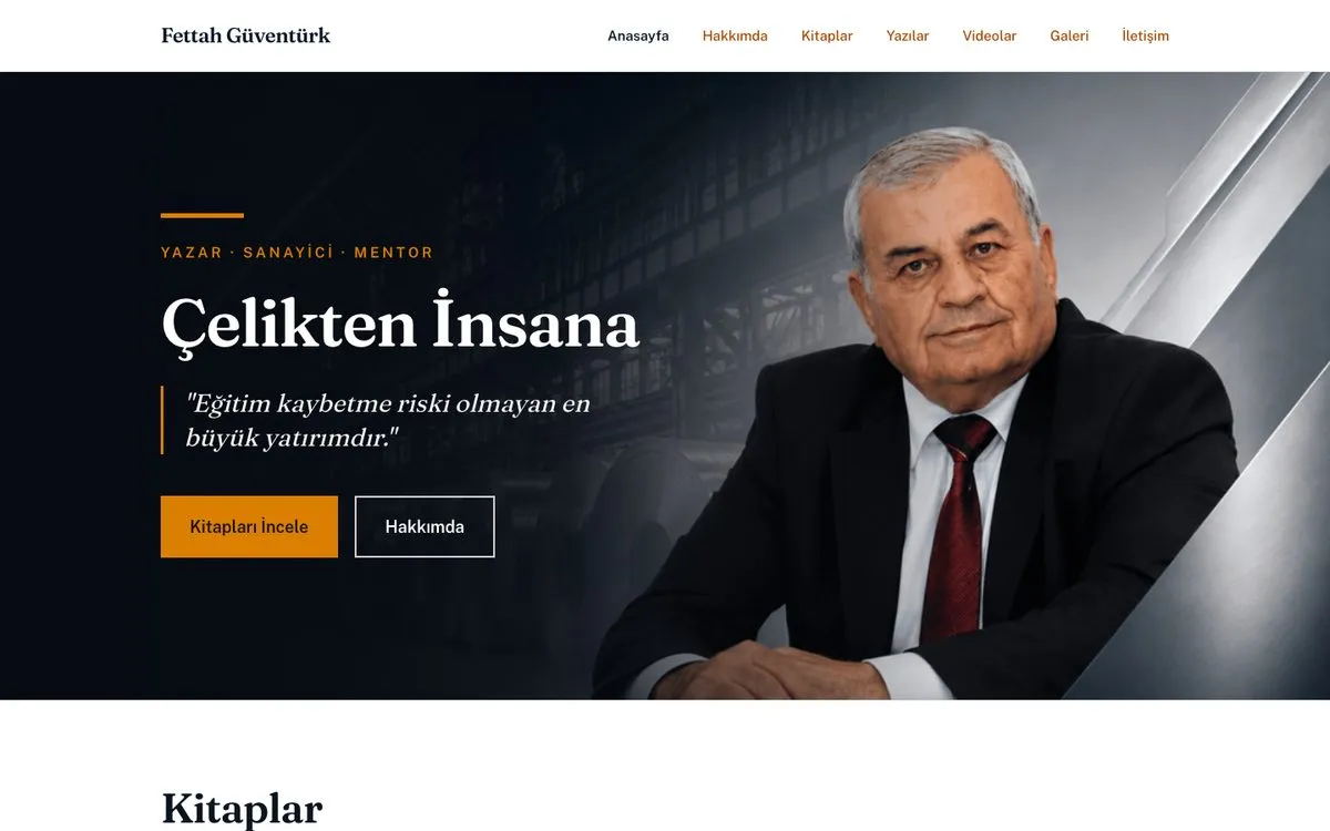 Fettah Güventürk web sitesi ana sayfası